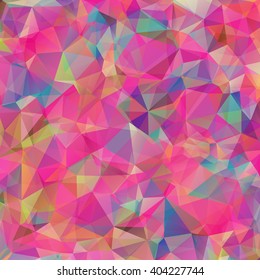 Abstract colorful geometric triangle background. Vector illustration for modern design. Aqua water ice crystal. Bright poster. Decorative graphic mosaic texture. Retro wallpaper.