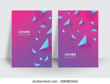Abstract colorful geometric triangle cover design background for business minimal trendy style. Modern booklet brochure colourful abstract cover template set with abstract background
