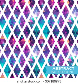 Abstract colorful geometric triangles rhombus seamless pattern background. Vector origami illustration for design