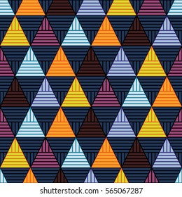 Abstract colorful geometric triangles seamless pattern.