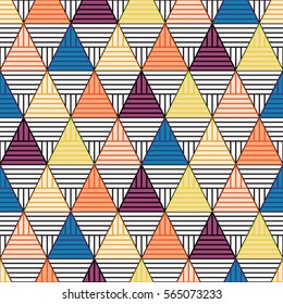 Abstract colorful geometric triangles seamless pattern.