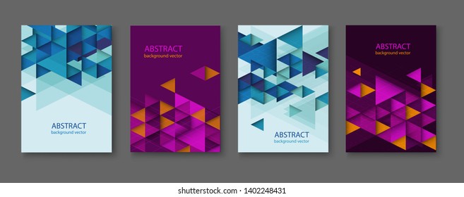 Abstract colorful geometric triangular backgrounds. brochure design templates collection with colorful geometric triangular backgrounds. vector modern flyer.