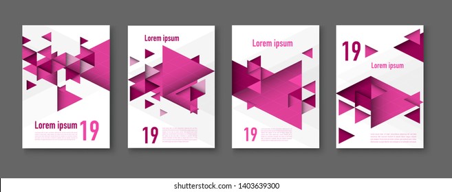 Abstract colorful geometric triangular backgrounds. brochure design templates collection with colorful geometric triangular backgrounds. vector modern flyer.