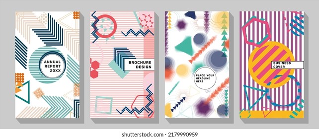 Abstract colorful geometric triangular backgrounds. Corporate report cover abstract geometric illustration design layout bundle. 