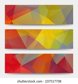 Abstract colorful geometric triangular banners set - eps10.  