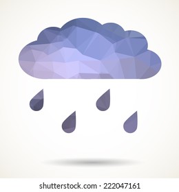 Abstract colorful geometric triangular cloud with raindrops.