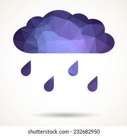 Abstract colorful geometric triangular cloud with raindrops.