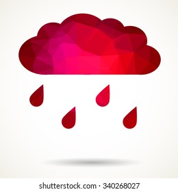 Abstract colorful geometric triangular cloud with raindrops.