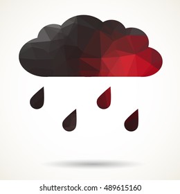 Abstract colorful geometric triangular cloud with raindrops.