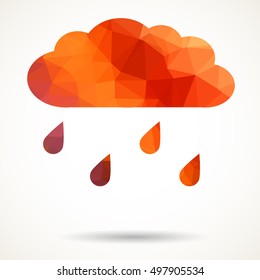 Abstract colorful geometric triangular cloud with raindrops.