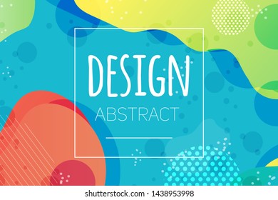 Abstract colorful geometric vector background. Fluid gradient shapes with halftone and bokeh effects. Bright colors. Kids children nursery design