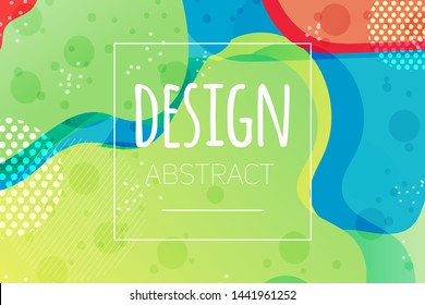 Abstract colorful geometric vector background. Fluid gradient shapes with halftone and bokeh effects. Bright colors. Kids children nursery design