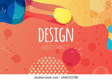 Abstract colorful geometric vector background. Fluid gradient shapes with halftone and bokeh effects. Bright colors. Kids children nursery design