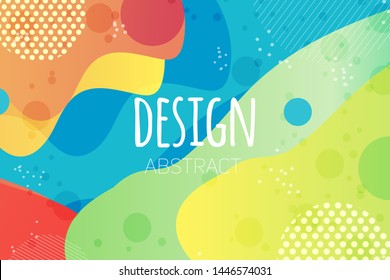 Abstract colorful geometric vector background. Fluid gradient shapes with halftone and bokeh effects. Bright colors. Kids children nursery design
