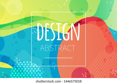 Abstract colorful geometric vector background. Fluid gradient shapes with halftone and bokeh effects. Bright colors. Kids children nursery design