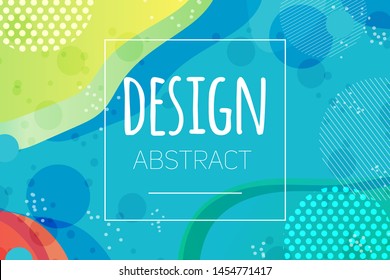 Abstract Colorful Geometric Vector Background. Fluid Gradient Shapes With Halftone And Bokeh Effects. Bright Colors. Kids Children Nursery Design