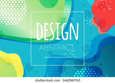 Abstract colorful geometric vector background. Fluid gradient shapes with halftone and bokeh effects. Bright colors. Kids children nursery design