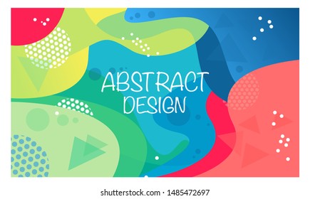 Abstract colorful geometric vector background. Fluid gradient shapes with halftone and bokeh effects. Bright colors. Kids children nursery design