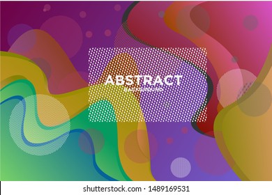 Abstract colorful geometric vector background. Liquid gradient shape with halftone and bokeh effects. Bright colour. Children's room design. Cute bright colors