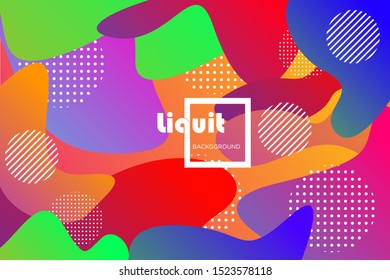 Abstract colorful geometric vector background. Fluid gradient shapes with halftone and bokeh effects. Bright colors. Kids children nursery design