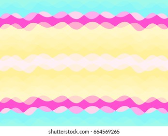 Abstract colorful geometric vector background design with horizontal curve lines, waves. Seamless striped pattern. Cover, brochure, banner or flier backdrop. Wavy fabric, ripple textile texture.
