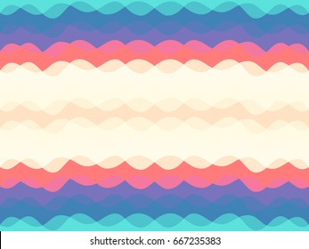 Abstract colorful geometric vector background design with horizontal curve lines, waves. Seamless striped pattern. Cover, brochure, banner or flier backdrop. Wavy fabric, ripple textile texture.