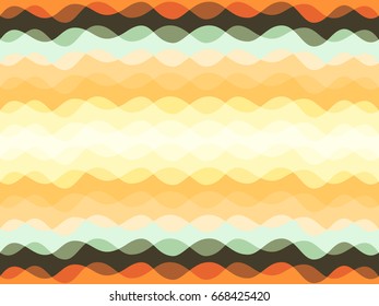 Abstract colorful geometric vector background design with horizontal curve lines, waves. Seamless striped pattern. Cover, brochure, banner or flier backdrop. Wavy fabric, ripple textile texture.