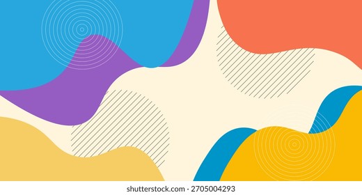 Abstraktes buntes abstraktes geometrisches Wellenmuster mit gepunktetem Banner, Vorlagenhintergrund, Vektor