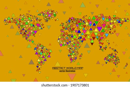 Resumen del mapa del mundo geométrico de colores con triángulos. Fondo triangular