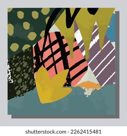 Abstract colorful geometry seamless pattern with palm trees.hand draw. eps10
