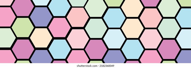 Abstract colorful geometry shape background. Pastel multi color hexagon shape mosaic pattern. Honeycomb pattern background.