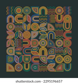 Abstract colorful geometry shapes, Basic and complex geometry block. Funky geometric form design simple pattern, Vector illustration	

