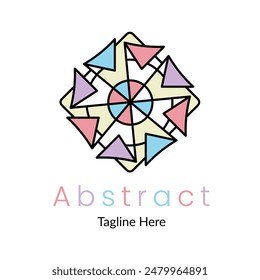 Abstract colorful glass effect logo with dummy text vector illustration on white background.