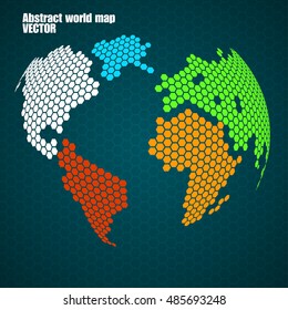 Abstract colorful globe earth of hexagons