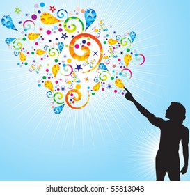 abstract colorful glossy floral vector illustration