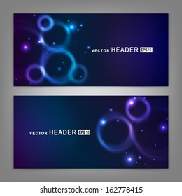 Abstract colorful glowing circles. Website header or banner set.  Vector illustration EPS 10