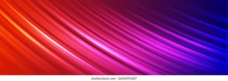 Abstract colorful glowing linear waves neon elegant background. Vector flowing glossy wavy curved design