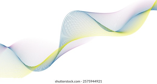 Abstract colorful glowing wave curved lines background. Abstract frequency sound wave lines and technology curve lines background. Design used for banner, template, science.