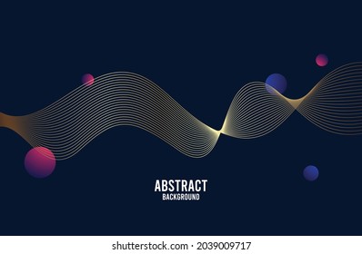 Abstract colorful Golden wave lines on dark blue background Vector