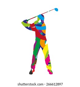 Abstract colorful golf player