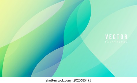Abstract Colorful gradation with geometric shape background, Fluttering curves overlap on a pastel green background , Modern background design for presentation, illustration Vector EPS 10
