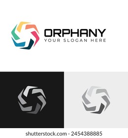 Abstract Colorful Gradient 3d circle round hexagone logo design template