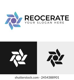 Abstract Colorful Gradient 3d circle round hexagone logo design template