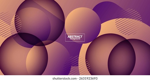 Abstract colorful gradient background in brown and purple. Trendy circle shapes overlapping with shadow pattern background. Vector Eps10