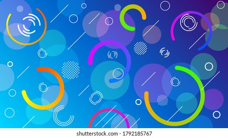 Abstract Colorful Gradient Background With Color Geometric Figures Different Shapes And White Line Vector Design Style