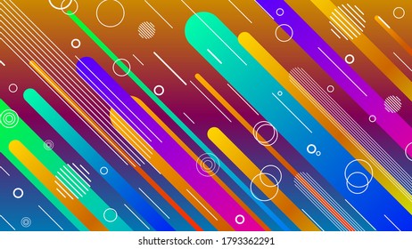 Abstract Colorful Gradient Background With Color Geometric Figures Different Shapes And White Line Vector Design Style