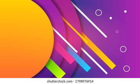 Abstract Colorful Gradient Background With Color Geometric Figures. Different Shapes And White Line Vector Design Style