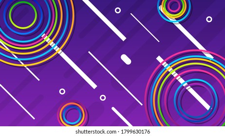 Resumen De Fondo De Gradiente Colorido Con Figuras Geométricas De Color. Formas Diferentes Y Estilo De Diseño De Vectores De Línea Blanca