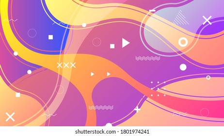 Resumen De Fondo De Gradiente Colorido Con Figuras Geométricas De Color. Formas Diferentes Y Estilo De Diseño De Vectores De Línea Blanca