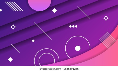 Resumen Fondo De Gradiente Colorido Con Figuras Geométricas De Color Diferentes Formas Y Estilo De Diseño De Vector De Línea Blanca